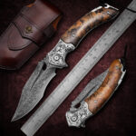 Outdoor Survival Camping Damascus Steel Folding Knife - Image 4