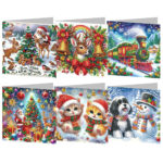 Christmas Holiday Diamond Painted Spot Drill 6 Combination Style Greeting Cards - Image 4