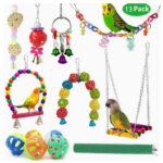 Parrot Combination Toy 10-Piece Set Wooden Bead Rotating Ladder Swing Stand Wooden Ladder Sepak Takraw Chewing Toy - Image 7