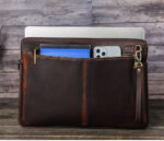 Retro Crazy Horse Leather Notebook Zipper Computer Bag - Image 3