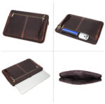 Retro Crazy Horse Leather Notebook Zipper Computer Bag - Image 5