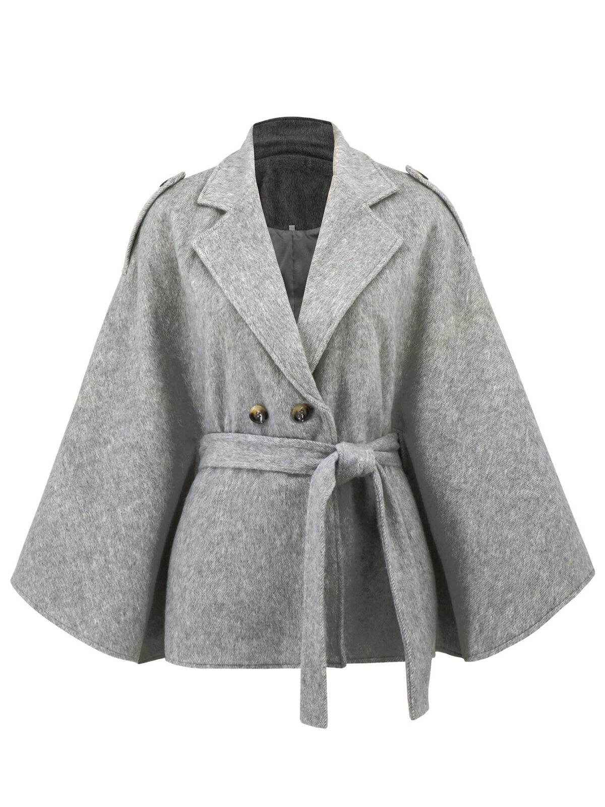 Bandage Coat Batwing Sleeve Lapel Woolen Coat - Image 4