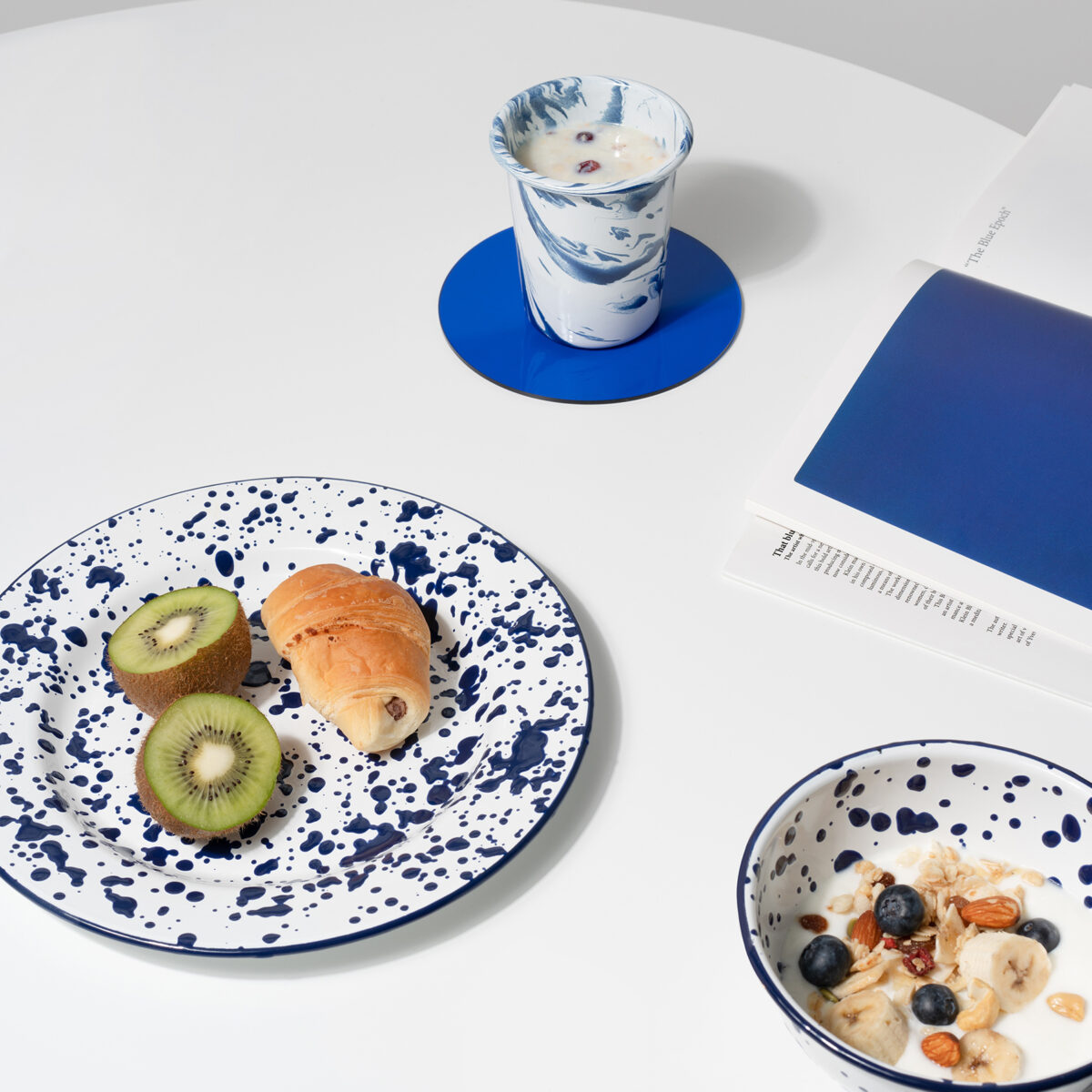 Handmade Ink-splashed Enamel Fruit Plate Enamel Water Cups Dishes Tableware - Image 2