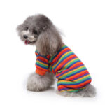 Fashion High Collar Striped Pet Dog Pajamas - Image 4