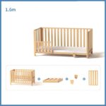 Pine Crib Solid Wood Splicing Unpainted Mobile Multifunctional Lengthened Adjustable Children's Bed - Image 4