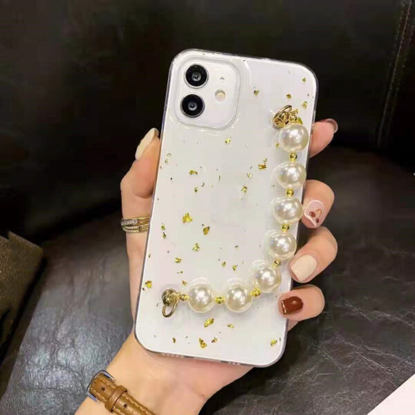 Compatible With , Suitable For 12 Mobile Phone Case IPhone11promax All-inclusive Xr Epoxy Glitter Female Soft Case Pearl Chain