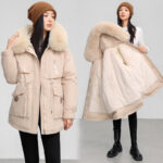 Cross-border Fleece-lined Thickened Parka Collar Slim Fit Slimming Cotton Coat - Image 6