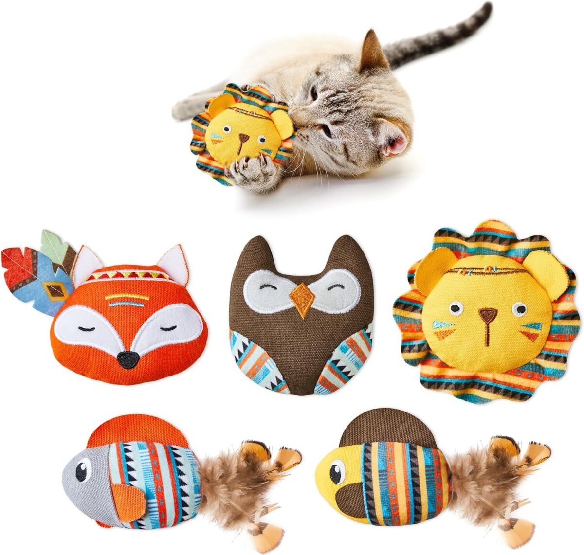 Cat Toys Jungle Animals Bite Resistant Catnip Toys, Interactive Cat Kicker Toys For Indoor Cats, Promotes Kitten Exercise - Image 1