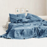 Simple Plain Linen Solid Color Single Double Bed Sheet - Image 10