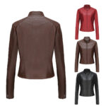 Women's Short Slim-fit Leather Coat - Image 5