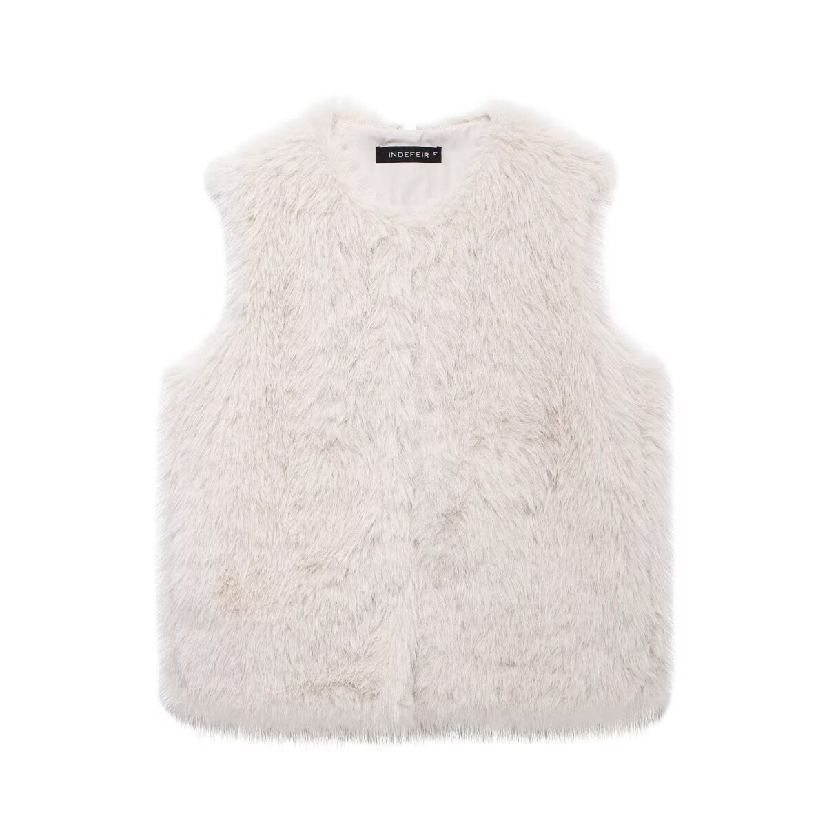 Women's New French Minority Faux Fur Sleeveless Crew Neck Vest - Image 6