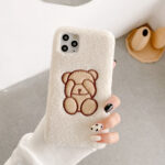 Mobile phone shell cute cartoon bear lamb wool velvet embroidery - Image 4