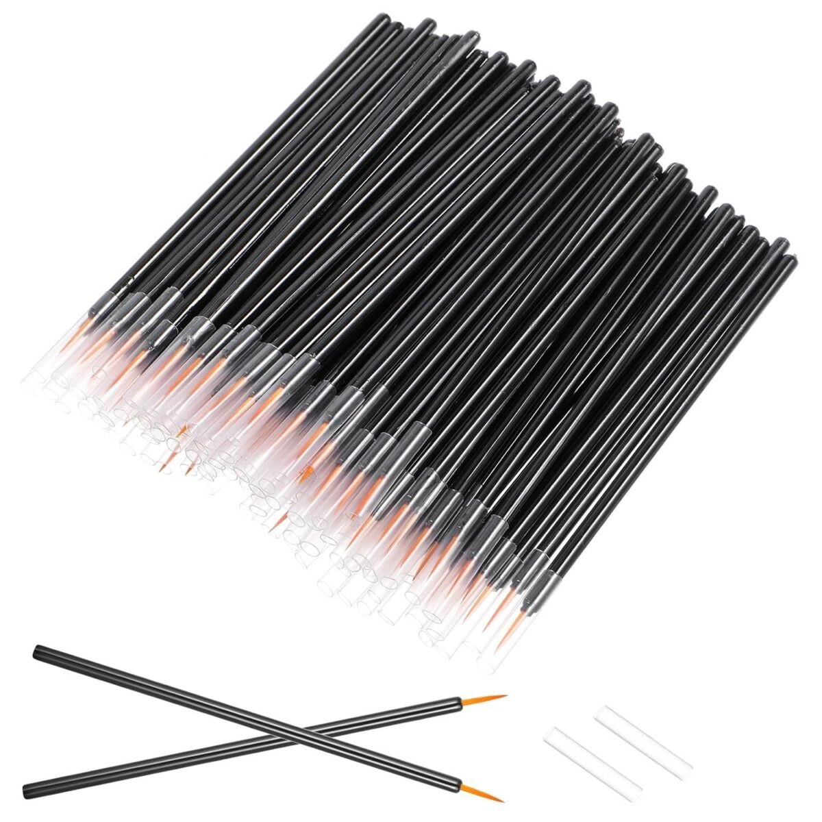 One Hundred Pack Disposable Eyeliner Brushes - Ultra-Fine Point Applicators, Black Cosmetic Eye Wands For Precise Makeup Application - Image 1