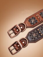 Anti Bite Cowhide Rivet Dog Collar - Image 3