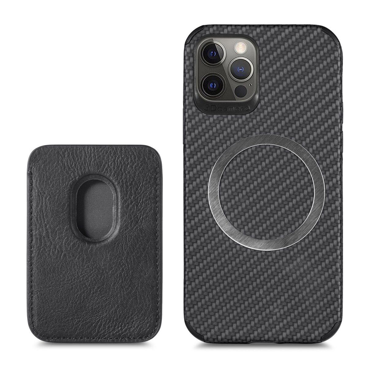Magnetic Card Holder XR Carbon Fiber Pattern Phone Case - Image 3