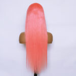 Human Hair 13x4 Front Lace Light Pink Straight Stripe Wig Headband - Image 2