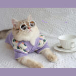 Retro Purple Flower Sweater Cute Pet Cat Dog Autumn And Winter Knitted Clothes - Image 5