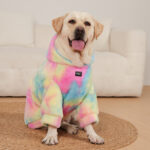 Tie-dyed Rabbit Fur Rainbow Color Dog Pattern Sweater - Image 2