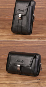Men's Small Waist Bag Belt Mobile Phone Bag Vertical Multi-functional Mini Retro Cowhide - Image 10