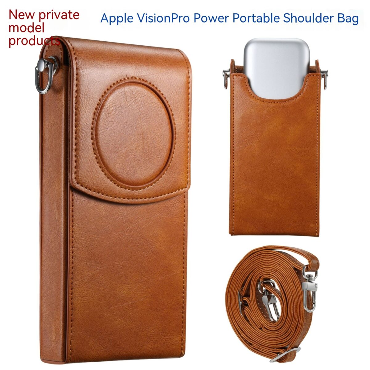 Vision Pro Power Protection Sleeve Storage Bag Portable Leather Satchel - Image 2