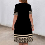Comfortable Round Neck Fashion Elegant Contrast Color Short Sleeve Dress - Image 2