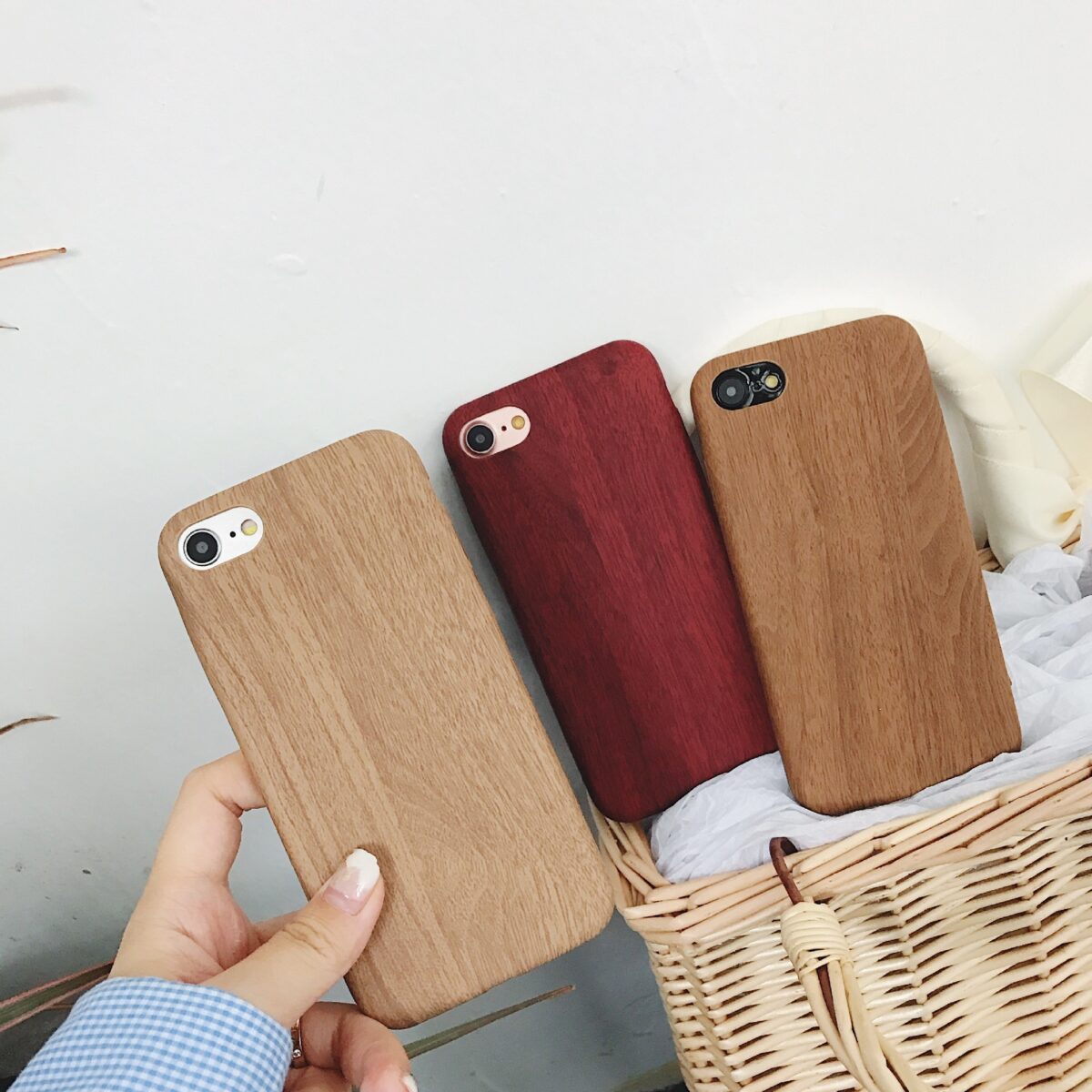 Wooden handset case with ultra-thin wood-grain soft leather cover and wood-grain handset cover - Image 1