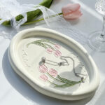 Common Calla Tulip French Relief Ceramic Plate Tableware - Image 3