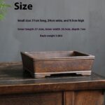Purple Sand Firewood Burning Rectangular Five-line Basin Pine And Cypress Boxwood Bonsai - Image 3