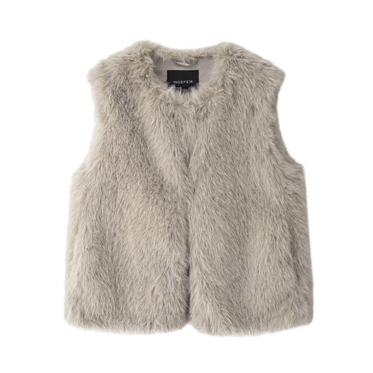 Women's New French Minority Faux Fur Sleeveless Crew Neck Vest - Image 3