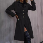 Long Waist Cotton Fashion Jacket Long Sleeve Trench Coat - Image 4
