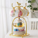 English Ceramic Glass Flower Tea Cup Set - Image 3