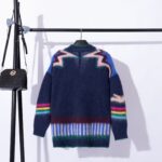 Contrast Color Lazy Style Long Sleeve Knitted Cardigan Jacket - Image 3