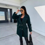 Winter Solid Color Fashion All-match Double-breasted Woolen Coat Women's Clothing - Image 3