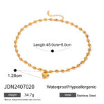 Stainless Steel Beaded Love Necklace 18k Golden Clavicle Chain - Image 6