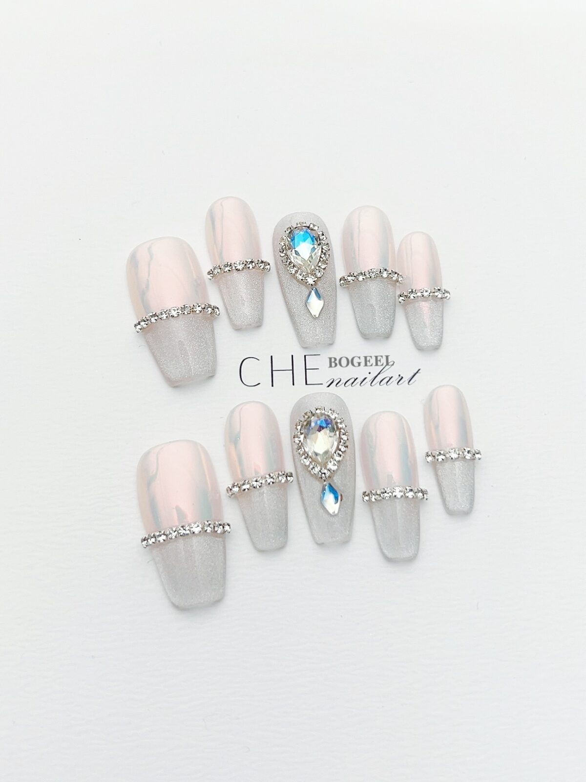 Aurora Cherry Blossom Spring And Summer French Blush Gradient Cat Eye Simple White High-grade Handmade Manicure Wear Gentle - Image 7