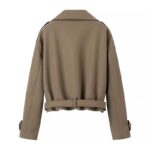 Fashion All-match With Belt V-neck Loose Casual Woolen Coat - Image 2