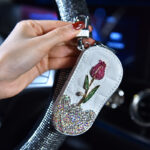 Car Key Case With Diamonds And Roses Cute Female Creative Personality Fashion Car Key Protection Cover - Image 4
