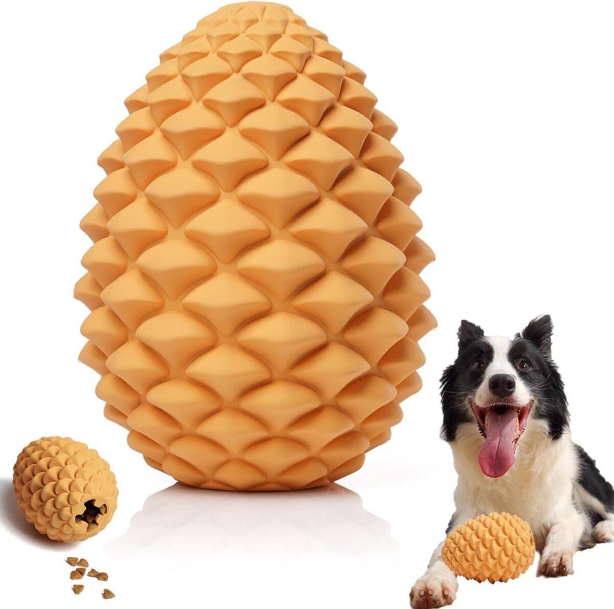 Pine Cone Tough Dog Toys For Aggressive Chewers Dog Chew Toys With Interactive Dog Treat Dispenser Indestructible Dog Toy For Medium Large Dogs  Heavy Duty Dog Presents - Image 1