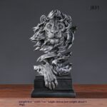 American Retro Animal Copper Lion Head Portrait Resin Craft Ornament Hallway Office Wine Cabinet Decoration - Image 6