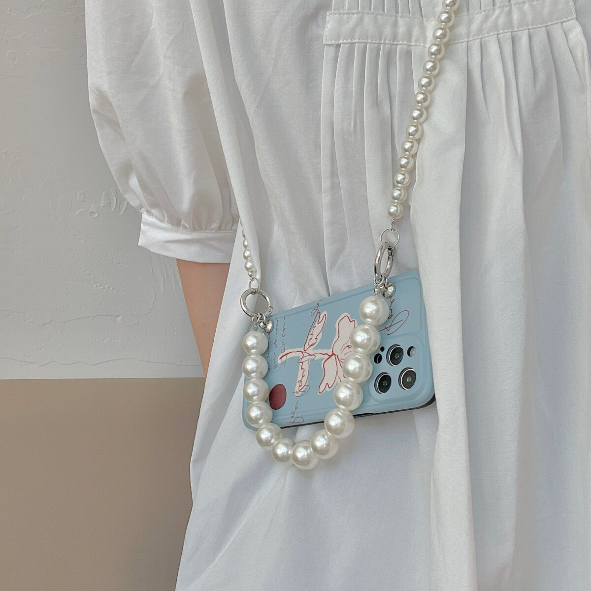 Flower Pearl Messenger Silicone Phone Case - Image 6