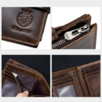 First Layer Cowhide RFID Anti-theft Swiping Leather  European And American Retro Men's Short Vertical Wallet - Image 3