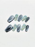 Women's Handmade Custom Dark Blue Cat's Eye Rhinestone White Niche High-grade Wear Armor - Image 3