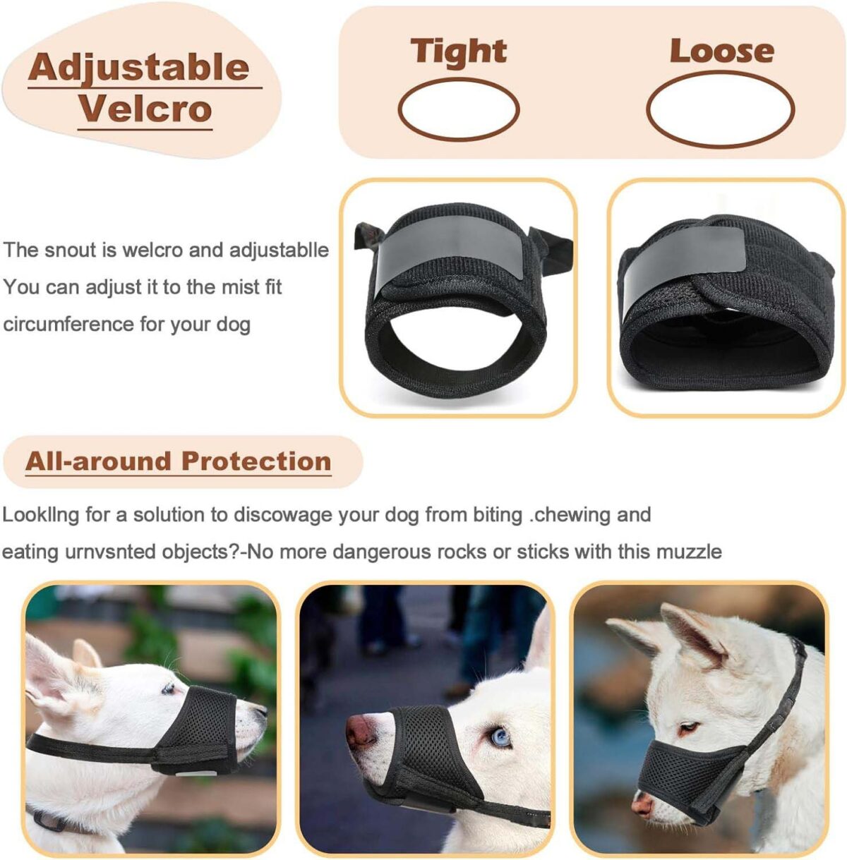 Dog Muzzle For Large Medium Small Dogs Mesh Muzzle For Dog To Prevent Biting Chewing Licking Eating Soft Dog Muzzle With Front Opening Design For Drinking Panting - Image 8