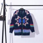 Contrast Color Lazy Style Long Sleeve Knitted Cardigan Jacket - Image 2