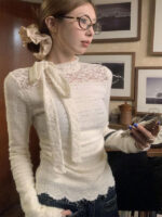 French Style Design Lace Bottoming Shirt For Women - Image 7