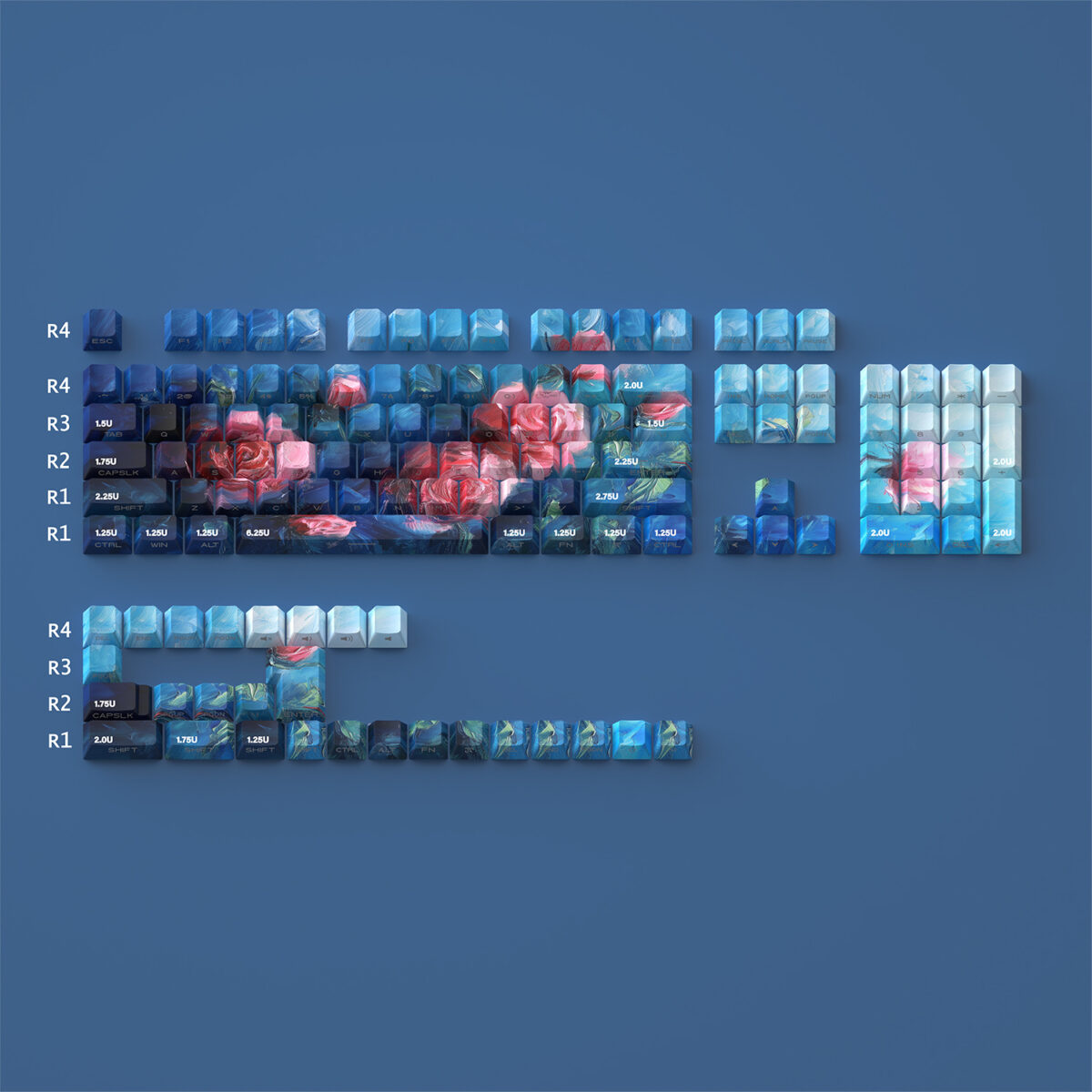 Oil Painting Style Side Carving Transparent Original PBT Atk68 Key Cap - Image 4