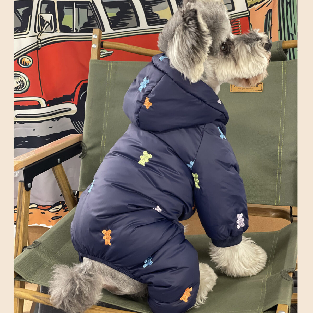 Dog Clothes Thickened Warm Teddy Schnauzer PomeranianBichon Frise Pug Hooded Pet Four Feet Down Jacket - Image 3