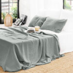 Simple Plain Linen Solid Color Single Double Bed Sheet - Image 8