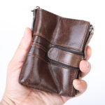 Anti-theft Swiping Wallet Genuine Leather Multifunctional Buckle Zipper Vintage Crazy Horse Leather Men's Bag Leisure Coin Purse - Image 6
