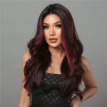Middle Long Curly Hair With Reddish Brown High Temperature Silk Wig - Image 4